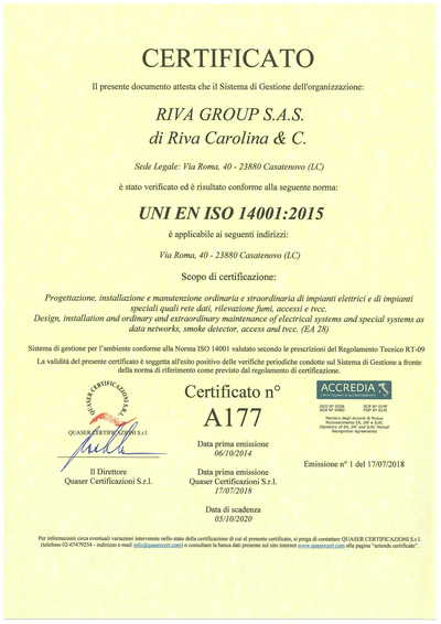 CERTIFICAZIONE ISO 14001-2015